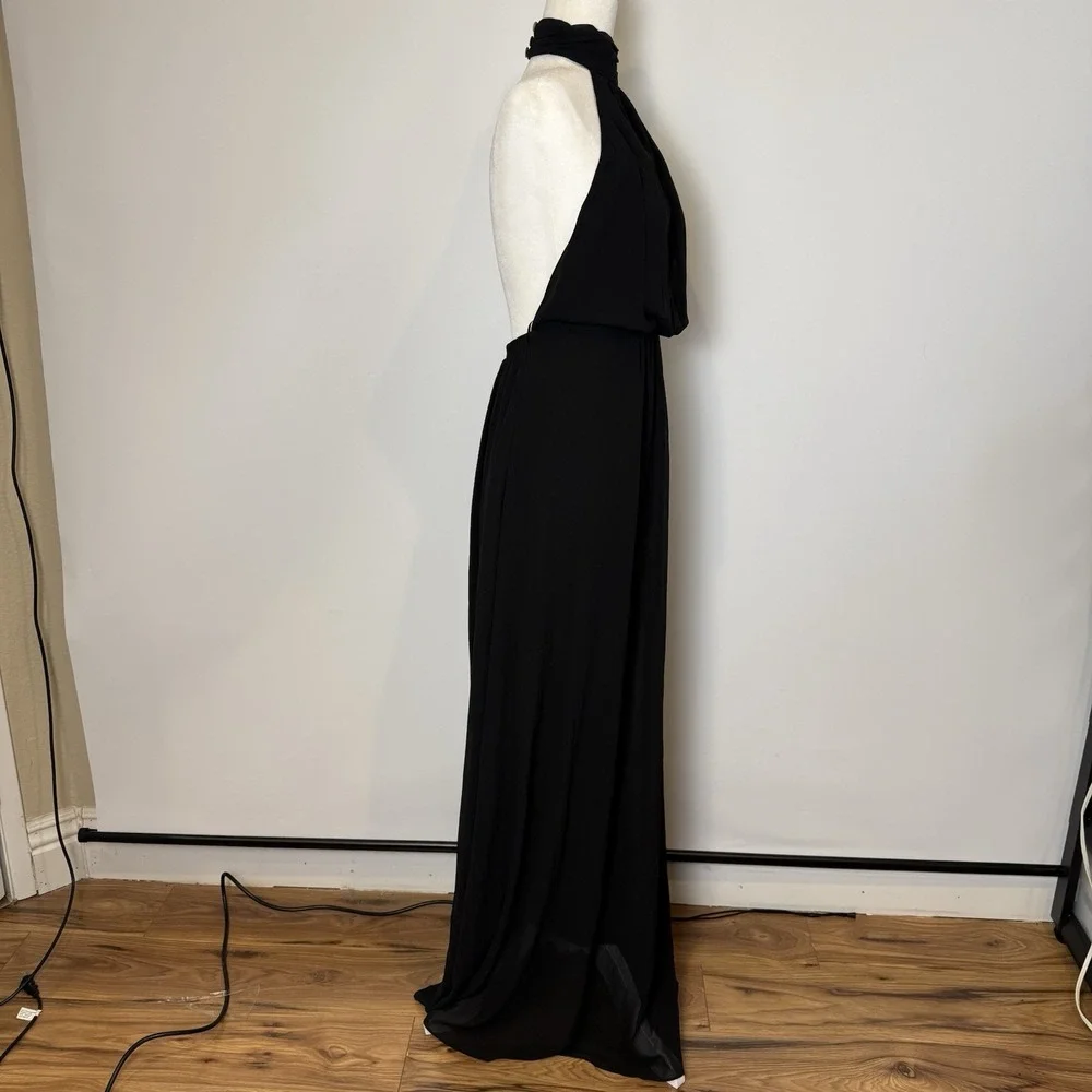 Show Me‎ Your Mumu Sz MED Colette Collar Halter Maxi Dress Black Backless